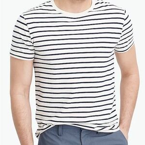 J Crew white and navy striped short sleeved tee. Size large but runs small. Slim